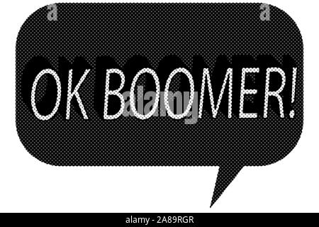 Un fumetto con la frase Ok Boomer. Foto Stock