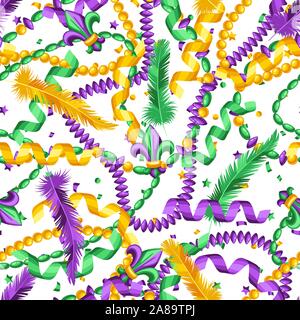 Seamless pattern in Mardi Gras colori. Illustrazione Vettoriale