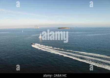 Fiordo di Oslo con la barca e con vista sul mare Foto Stock