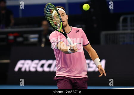 Milano, Italia. 5 Novembre, 2019. casper ruudduring Next Gen di ATP Finals - Torneo Round - Casper Ruud vs Miomir KecmanoviÃ"'', Tennis Internazionali di Milano, Italia, 05 novembre 2019 - LPS/Alessio Tarpini Credito: Alessio Tarpini/LP/ZUMA filo/Alamy Live News Foto Stock