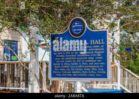 Mississippi Blues Trail 100 uomini Hall DBA benevola discutendo Association, la baia di St Louis, Mississippi, Stati Uniti d'America. Foto Stock