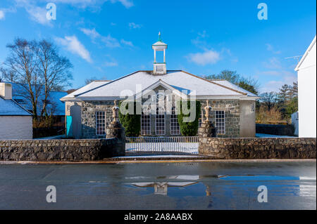 Moria cappella metodista di una Grade II * listed building in Llanystumdwy, Gwynedd, nella neve Foto Stock