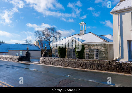Moria cappella metodista di una Grade II * listed building in Llanystumdwy, Gwynedd, nella neve Foto Stock