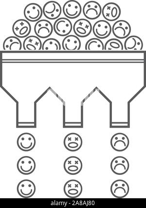 Riconoscimento dell'umore - processo di identificazione delle emozioni umane da espressioni del viso - illustrazione Illustrazione Vettoriale