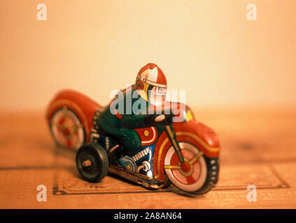 Inquadratura ravvicinata del giocattolo corridore del motociclo Foto Stock