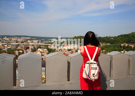 Vista dal municipio, torre di Lviv, Ucraina Foto Stock