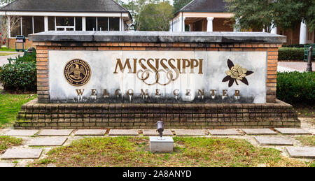 Sosta situato lungo la I-10, a casa per la Stennis Space Center stand informazioni che prevede visite gratuite del vicino Centro di Scienze Naturali. Foto Stock
