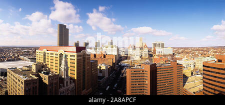 Angolo di alta vista di una città, Albany, nello Stato di New York, Stati Uniti d'America Foto Stock