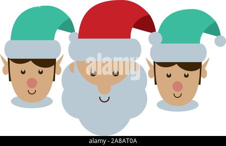 Merry Christmas Santa Claus e aiutanti caratteri Illustrazione Vettoriale