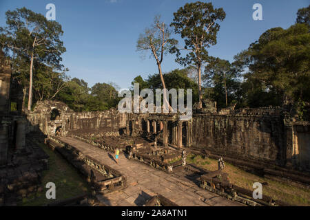 Elevata vista generale del Preah Khan tempio di Angkor Wat, sito del Patrimonio Mondiale, Siem Reap, Cambogia. Foto Stock