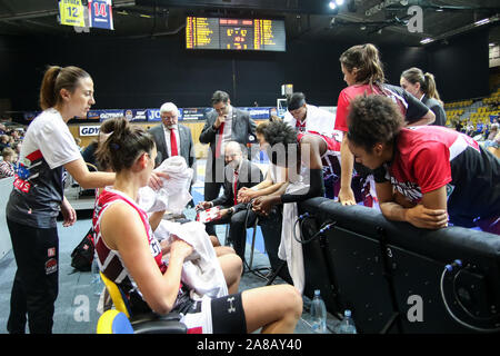 Eric Suris Sola (CT) visto durante i 7 giorni EuroCup gruppo D match tra Asseco Arka Gdynia e cestelli EWE Oldenburg a Gdynia.(punteggio finale; Arka Gdynia 71:69 Spar Citylift Girona) Foto Stock