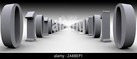 Cifre binarie in una riga Foto Stock