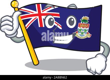 Bandiera delle Isole Cayman isolato pollice in su con il cartoon Illustrazione Vettoriale