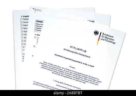 Asylantrag, Antragsformular, Grundgesetz, Foto Stock