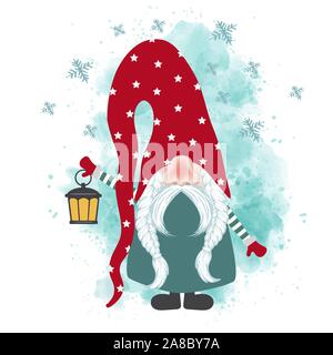 Scheda di Natale con gnome Illustrazione Vettoriale