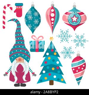 Bellissimo design piatto di raccolta di Natale Illustrazione Vettoriale