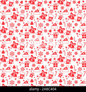 Natale seamless pattern con il Natale rosso elementi Foto Stock