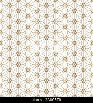 Modello senza soluzione di continuità sulla base di ornamento giapponese Kumiko.colore oro.Media e linee sottili. Illustrazione Vettoriale