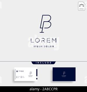 Lettera B P BP PB Logo Design semplice vettore Illustrazione Vettoriale