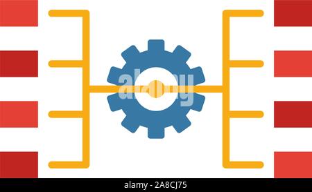 Flusso di lavoro di rete e la relativa icona. Piatto elemento creativo da dati di grande raccolta di icone. Rete di colore icona del flusso di lavoro per i modelli, web design e software Illustrazione Vettoriale