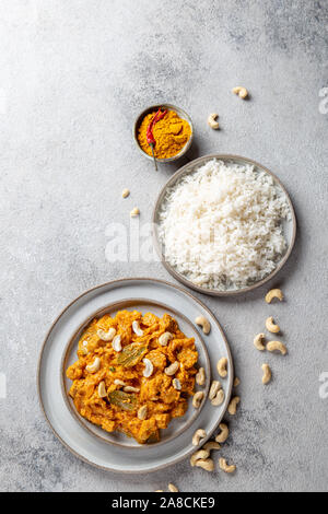 Tradishional cibo indiano Agnello Korma con anacardi Foto Stock