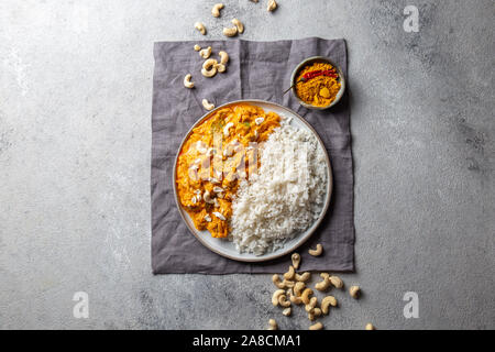 Tradishional cibo indiano Agnello Korma con anacardi Foto Stock