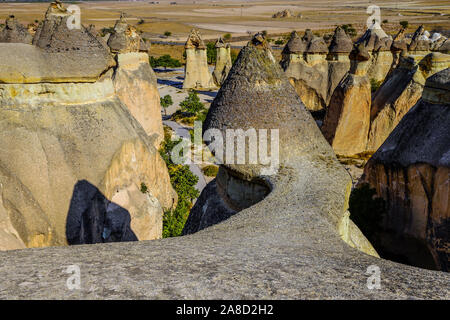 Pasabaglari Camini di Fata park è questo il fiato valle è ben noto per le più varie raccolta di Camini di Fata in Cappadocia, Anatolia, Foto Stock