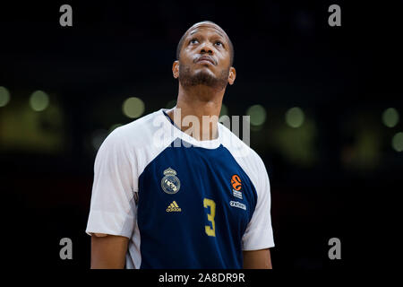 A Belgrado, in Serbia. 7 Nov, 2019. Anthony Randolph del Real Madrid si riscalda. Credito: Nikola Krstic/Alamy Live News Foto Stock