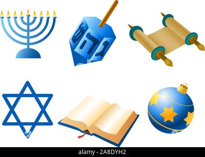 Elementi di Hanukah Illustrazione Vettoriale