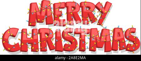 Merry Christmas Banner segno, illustrazione vettoriale cartoon. Illustrazione Vettoriale