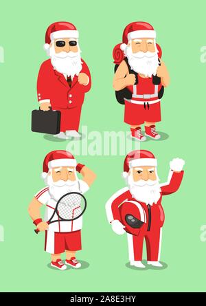 Babbo Natale cartone animato in costume Illustrazione Vettoriale