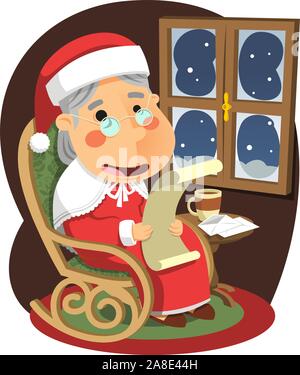 Onorevole Claus Madre Santa di Natale, illustrazione vettoriale cartoon. Illustrazione Vettoriale