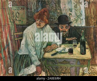 'Al Caf&#xe9; La Mie', c1891, (1952). L uomo e la donna a bere a un tavolo sulla base di una messa in scena fotografia di Lautrec's amico Maurice Guibert. La pittura nel Museo delle Belle Arti di Boston, Stati Uniti d'America. Da Henri de Toulouse-Lautrec" da Douglas Cooper. [Thames and Hudson, London, 1952] Foto Stock