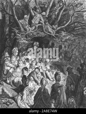 "Il fiume Bank-Under gli alberi", 1872. Spettatori guarda la gara in barca sulla riva del fiume a Chiswick. Da "Londra. Un pellegrinaggio" da Gustave Dore e Blanchard Jerrold. [Grant e Co., così 72-78, Turnmill Street, E.C., 1872]. Foto Stock