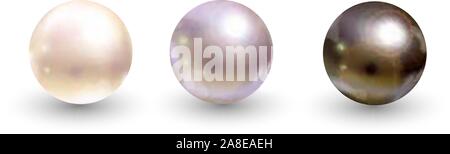 Perle sferiche di diversi colori. Set vettoriale EPS. 10 Illustrazione Vettoriale
