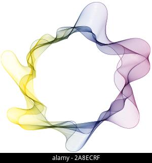Abstract brochure a colori, banner, coperchio telaio elemento di design. Multicolore linee ondulate di fumo in un cerchio. eps 10 Illustrazione Vettoriale