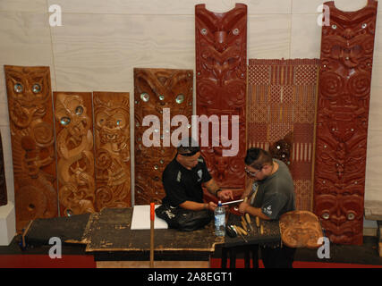 Te Puia, Maori villaggio artigianale, Rotorua, North Island, New Zeakand Foto Stock