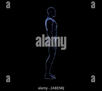 Uomo umano sul corpo nero silhouette di incandescenza, rendering 3D Foto Stock