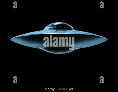 Oggetto Volante non Identificato UFO con percorso di clipping incluso. 3D'illustrazione. Foto Stock