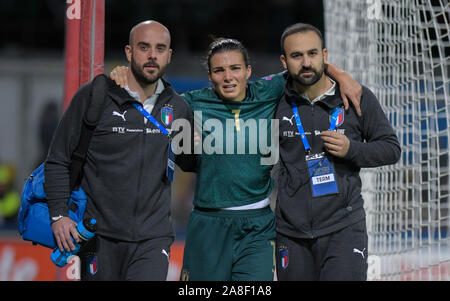 Benevento, Italia. 8 Novembre, 2019. guagni, 7) esce sofferente dopo infortunioduring europeo qualificatori 2021- Italia Donne vs Georgia donne, squadra di calcio italiano a Benevento, Italia, 08 novembre 2019 - LPS/Andrea DÃ Â'Amico Credito: Andrea DÃ Â'Amico/LP/ZUMA filo/Alamy Live News Foto Stock