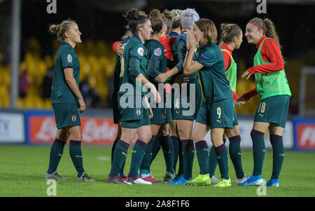 Benevento, Italia. 8 Novembre, 2019. Italia celebra una multa garaduring europeo qualificatori 2021- Italia Donne vs Georgia donne, squadra di calcio italiano a Benevento, Italia, 08 novembre 2019 - LPS/Andrea DÃ Â'Amico Credito: Andrea DÃ Â'Amico/LP/ZUMA filo/Alamy Live News Foto Stock