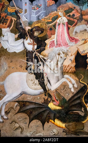 San Giorgio e il Drago da Bernat Martorell (d.1452), tempera su pannello, c.1434/5 Foto Stock