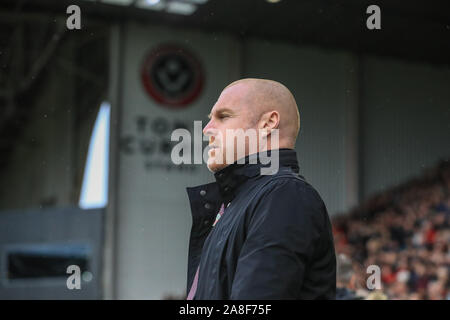 Il 2 novembre 2019, Bramall Lane, Sheffield, Inghilterra; Premier League, Sheffield Regno v Burnley : Sean Dyche manager di Burnley durante il gioco Credito: Mark Cosgrove/news immagini Foto Stock