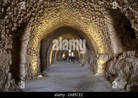 Crusader Gallery (Stables), Castello di Karak, al Karak, Governatorato di Karak, Giordania, Medio Oriente Foto Stock