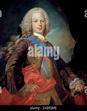 FERNANDO VI REY DE ESPAÑA . MADRID 1713 - 1759 OLEO DE LUIS MICHAEL VAN LOO RETRATO, MEDIO CUERPO Ministerio de Asuntos Exteriores. MADRID. Autore: LUIS MICHAEL VAN LOO (1713-1759). Foto Stock