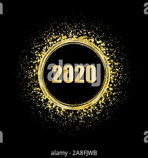 Oro luccica. Gold Circle. Bellissimo design elemento, il fotogramma 2020 anno nuovo Illustrazione Vettoriale