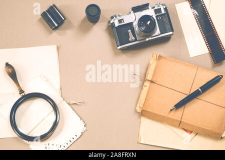 Elementi retrò background - vista superiore Foto Stock