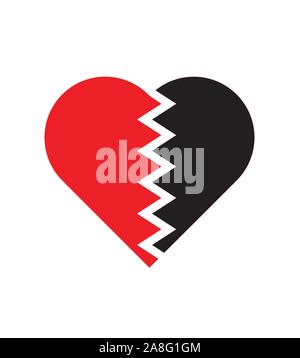 Cuore spezzato con due colori. illustrazione vettoriale Illustrazione Vettoriale
