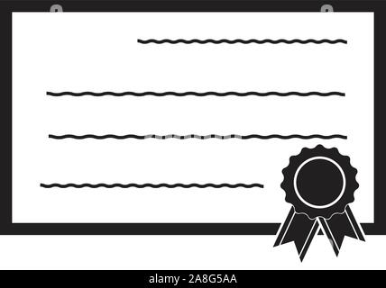 icona certificato su sfondo bianco. stile piatto. Icona Achievement per il tuo sito web design, logo, app, UI. Simbolo del premio. Simbolo del diploma. Concetti del diploma Illustrazione Vettoriale