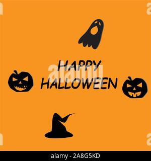 Happy halloween icona sullo sfondo arancione. tipo piatto. happy Halloween day icona per il vostro web site design, logo, app, UI. Illustrazione Vettoriale